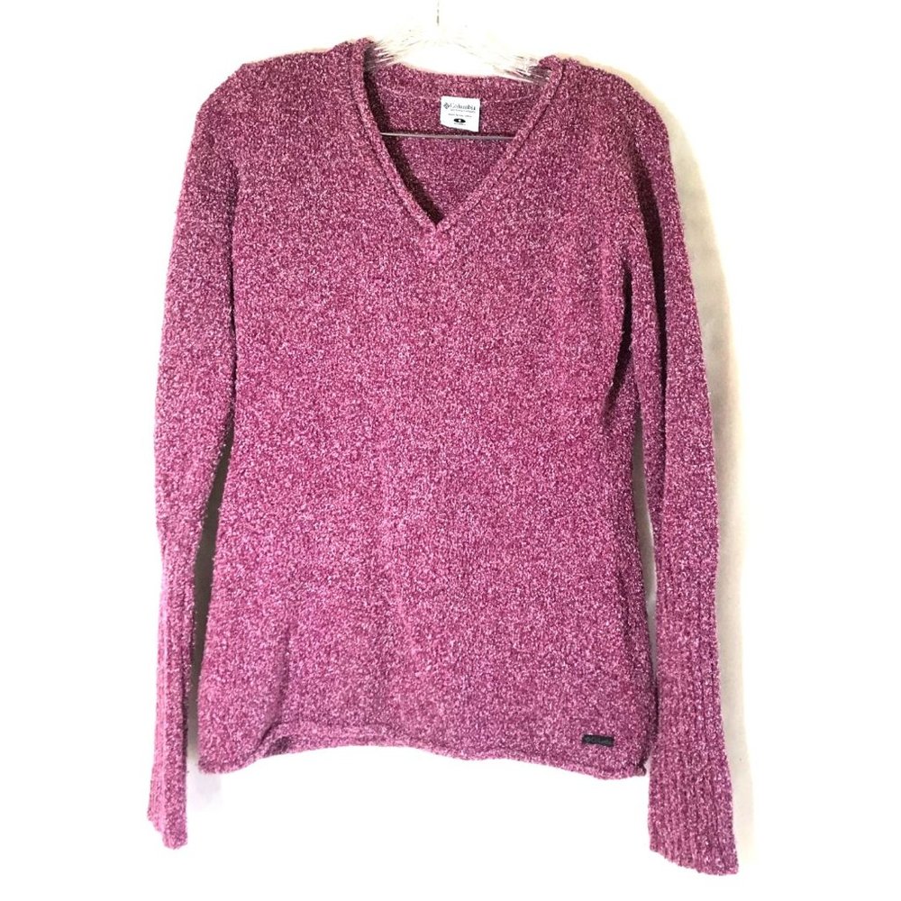 Columbia womens V Neck Sweater Pink Speckled Size Small